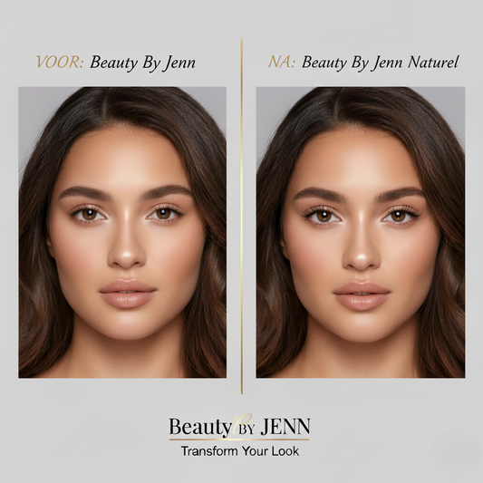 Voor en na resultaat van ogen met The Natural Look DIY wimperextensions voor een subtiele lift.