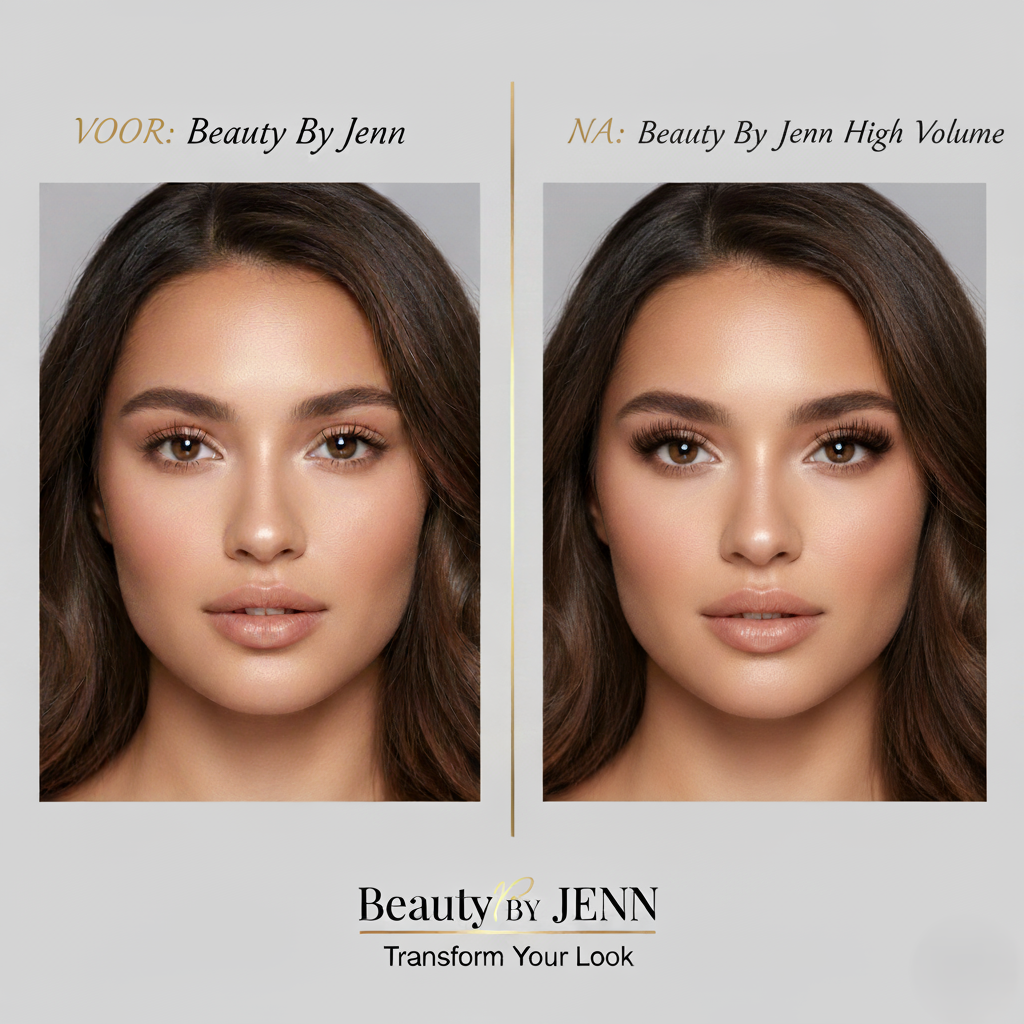 Voor en na resultaat van ogen met de Insta Glam DIY wimperextensions voor een opvallende en volle volume look.